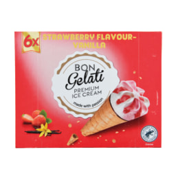 Bon Gelati® Gelado em Cone Baunilha e Chocolate/ Morango