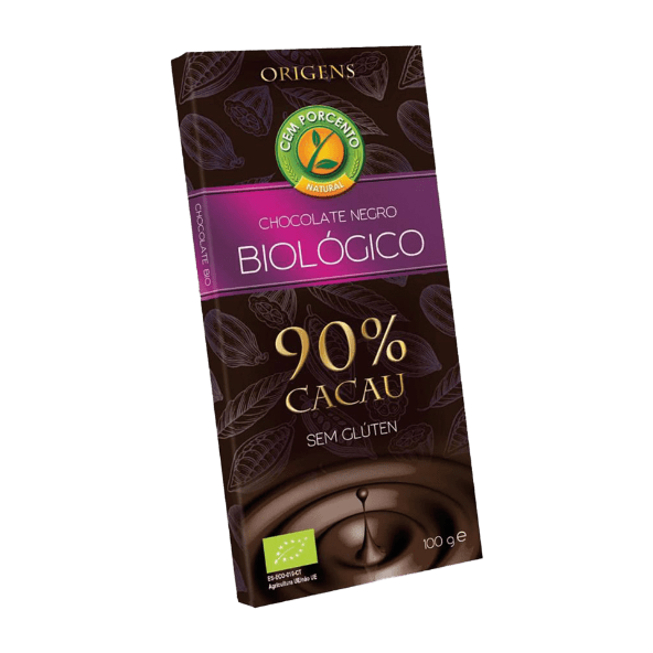 Cem Porcento Chocolate Preto Biológico 90% Cacau