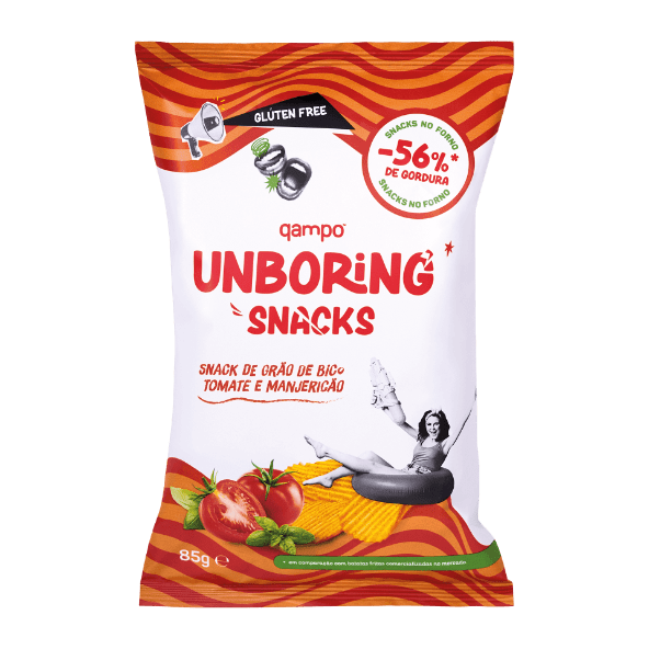 Unboring - Snack de Grão-de-bico, Tomate e Manjericão