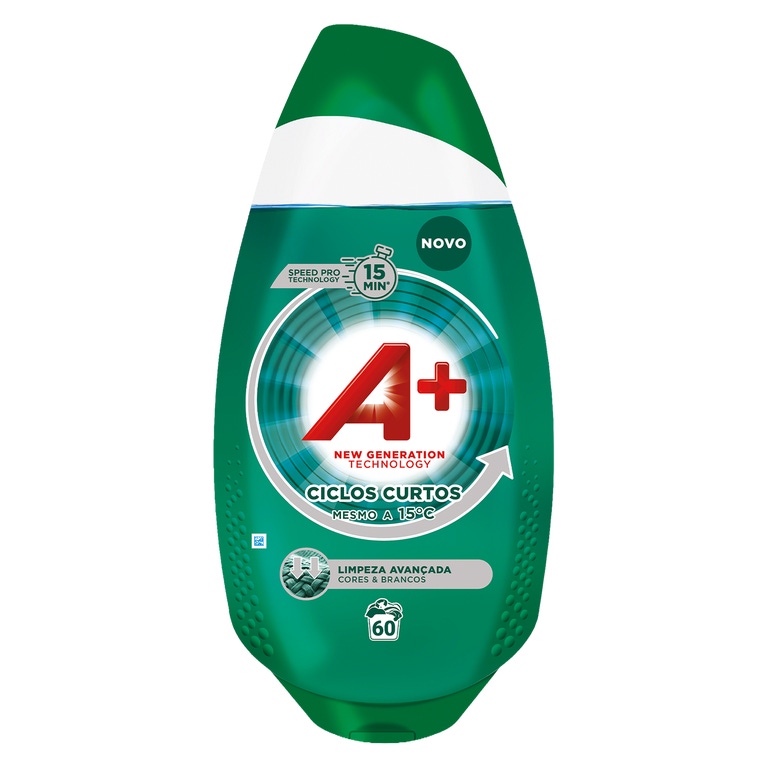 A+ - Detergente Líquido para a Máquina da Roupa Ciclos Curtos Limpeza Avançada