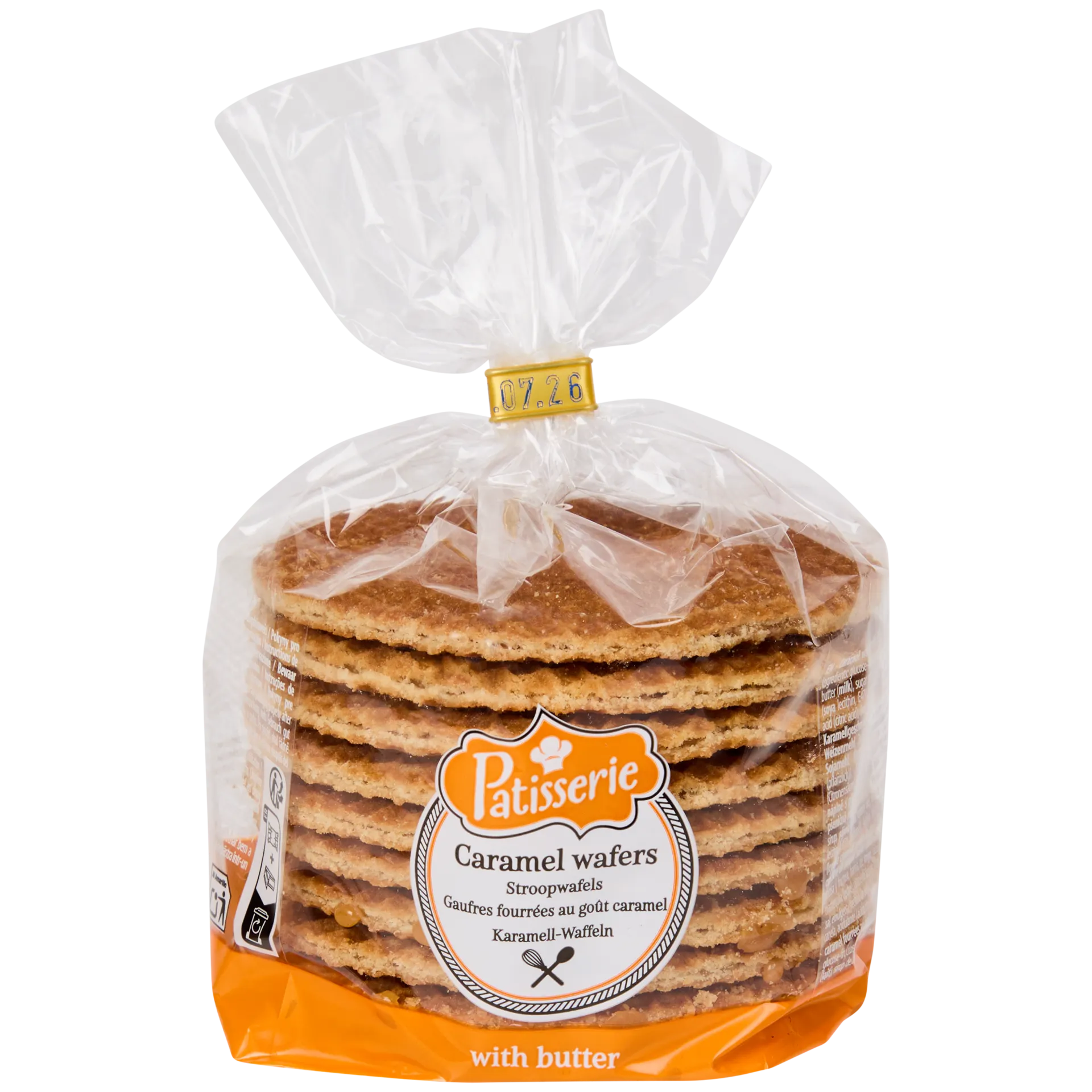 Wafers recheados com caramelo Patisserie