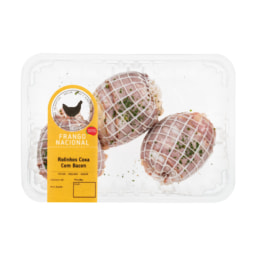 - - Rolinhos de Coxa de Frango com Bacon