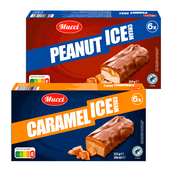 MUCCI® - Barras de Gelado com Caramelo/ Caramelo e Amendoim