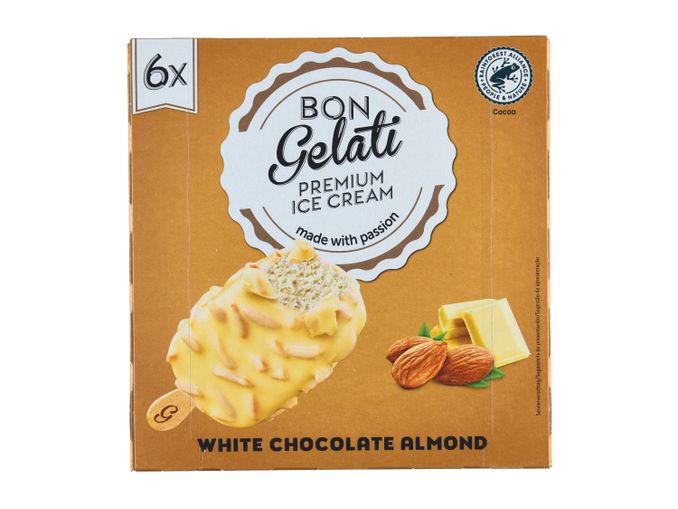 Bon Gelati® Gelado de Chocolate Branco e Morango/ Amêndoa