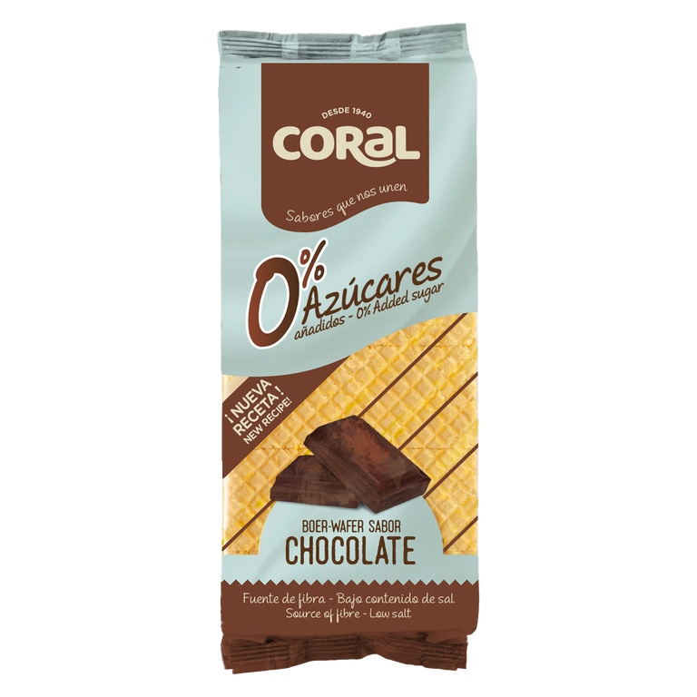 CORAL - Boer-Wafer 0% Açúcar com Sabor a Chocolate