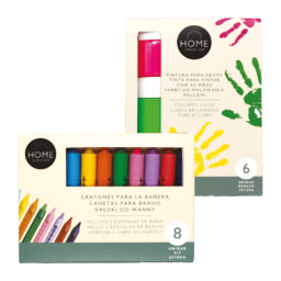 Home Creation® - Tinta para Pintar com Mãos/ Lápis de Cera Laváveis