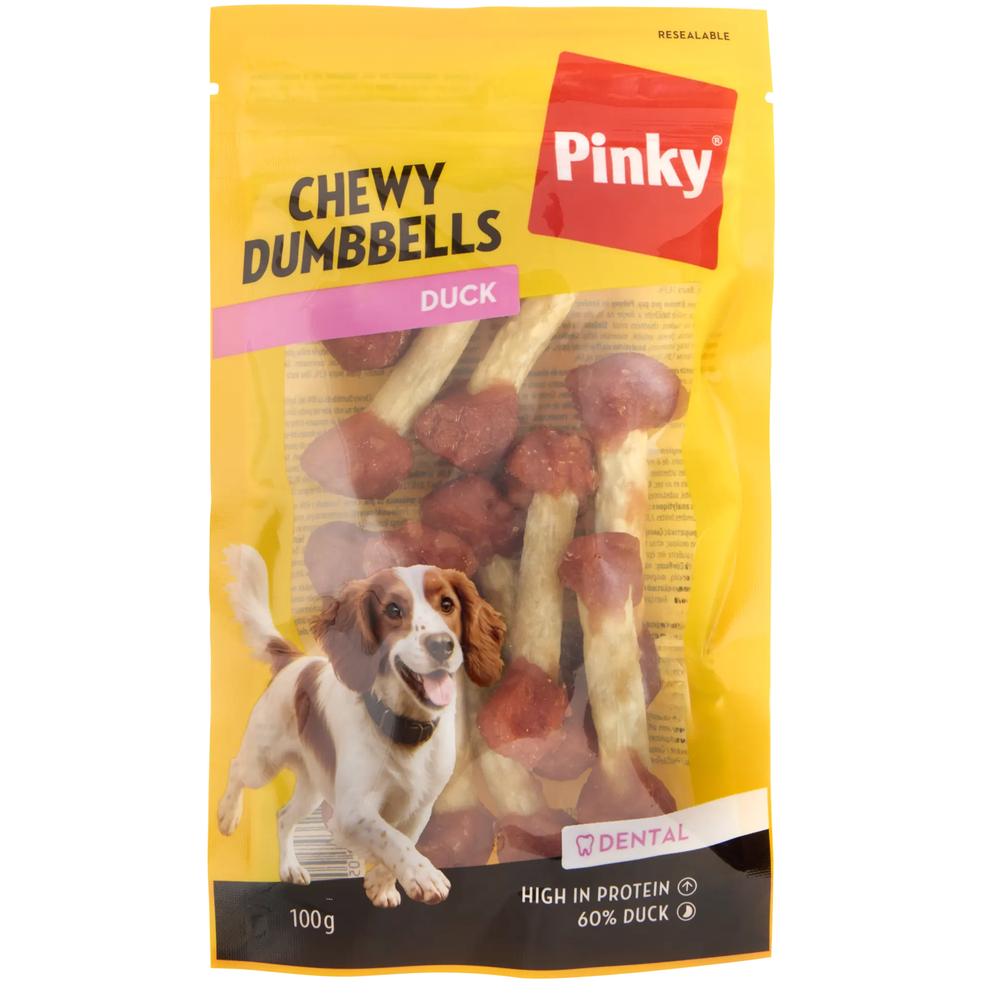 Snack para cães Pinky Duck Dumbbells