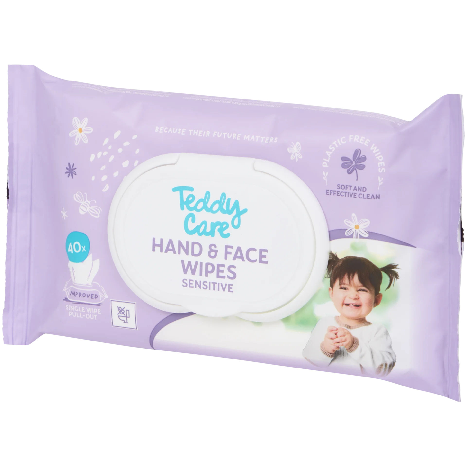 Toalhitas para mãos e rosto Teddy Care Sensitive