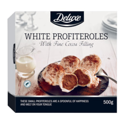 Deluxe® Profiteroles com Cobertura de Chocolate Branco